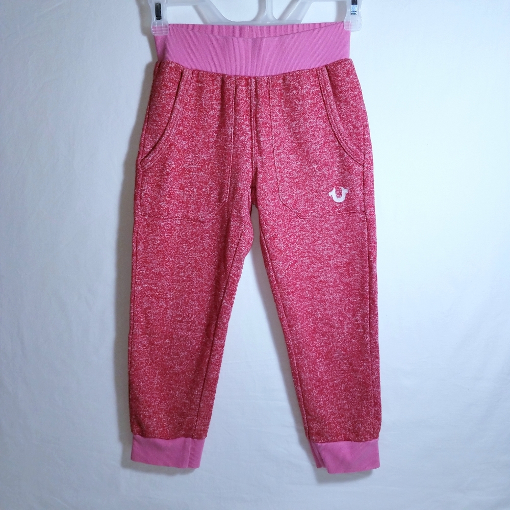 True Religion Raspberry Joggers w/Pink Ribbed Waste Band Girls Sz S/P EUC
